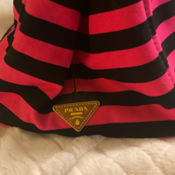 Authentic Prada Large Striped Canapa Tote - Picture 10 of 11